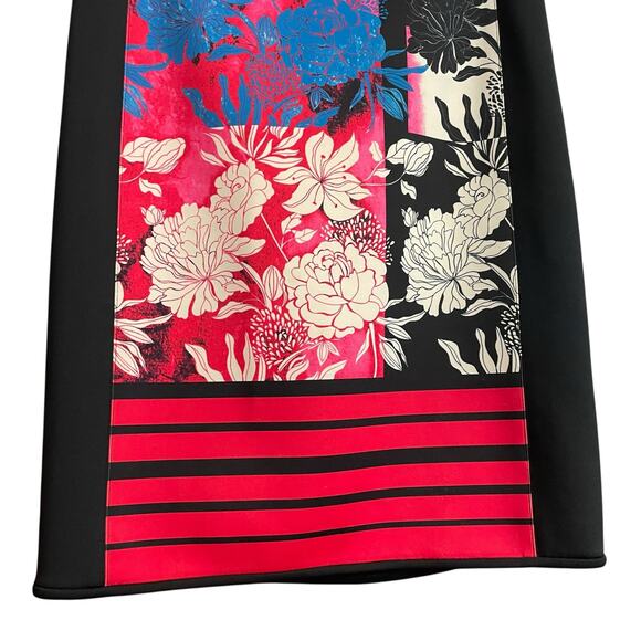 Carlisle Mixed Print Floral Striped Scuba Fabric Straight Fit Knee Skirt Size 6 - Picture 2 of 7